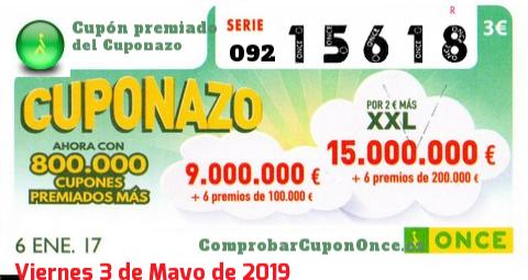 Cupón premiado en este sorteo