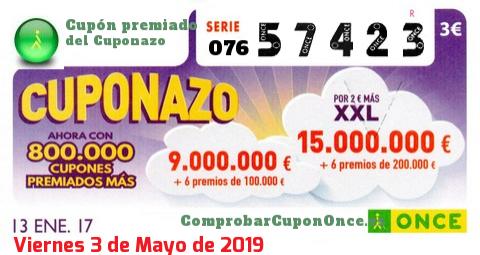 Cupón premiado en este sorteo