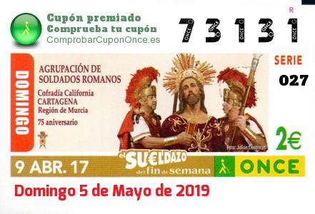 Sueldazo ONCE premiado el Domingo 9/4/2017