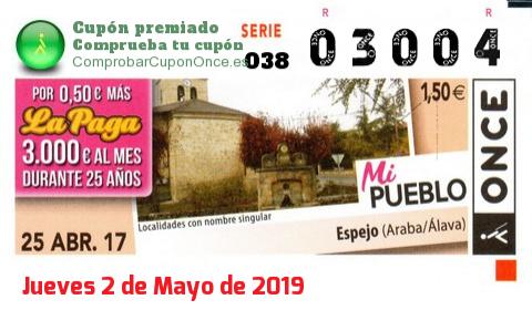 Cupón premiado en este sorteo