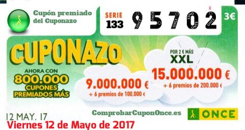 Cuponazo ONCE premiado el Viernes 12/5/2017