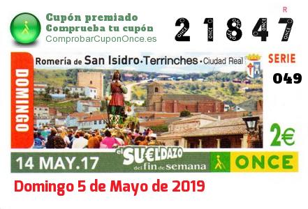 Sueldazo ONCE premiado el Domingo 14/5/2017