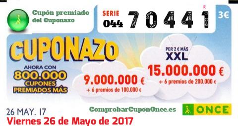 Cupón premiado en este sorteo