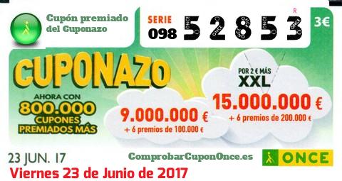 Cupón premiado en este sorteo