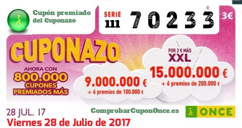 Cupón premiado en este sorteo