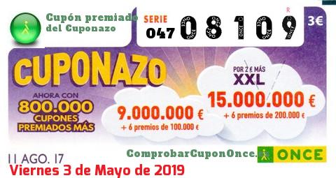 Cupón premiado en este sorteo