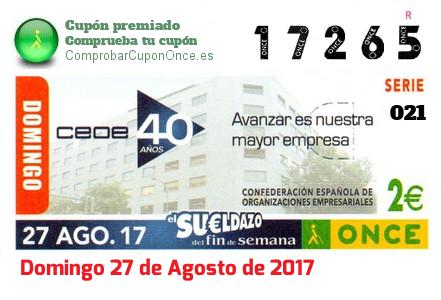 Cupón premiado en este sorteo