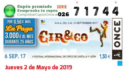 Cupón premiado en este sorteo