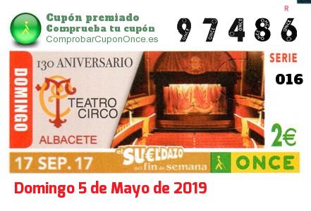 Sueldazo ONCE premiado el Domingo 17/9/2017