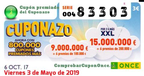 Cuponazo ONCE premiado el Viernes 6/10/2017