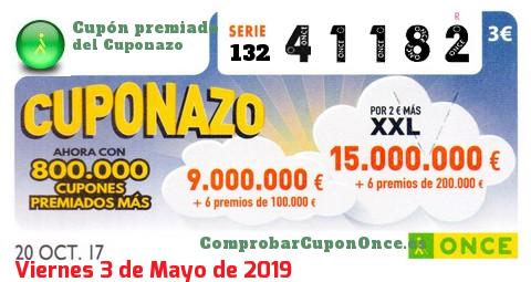 Cuponazo ONCE premiado el Viernes 20/10/2017