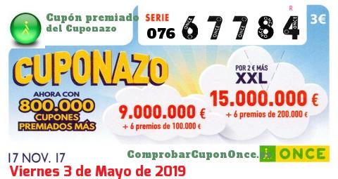 Cuponazo ONCE premiado el Viernes 17/11/2017