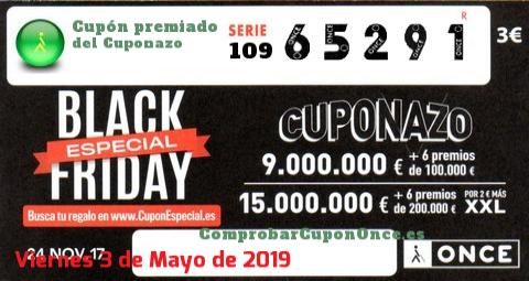 Cuponazo ONCE premiado el Viernes 24/11/2017