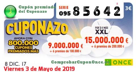 Cupón premiado en este sorteo