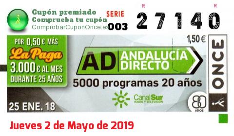 Cupón premiado en este sorteo