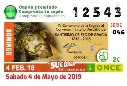 Sueldazo ONCE premiado el Domingo 4/2/2018