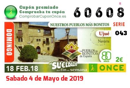 Sueldazo ONCE premiado el Domingo 18/2/2018