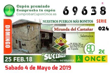 Sueldazo ONCE premiado el Domingo 25/2/2018