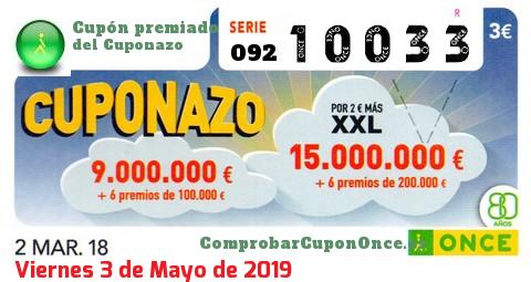 Cupón premiado en este sorteo