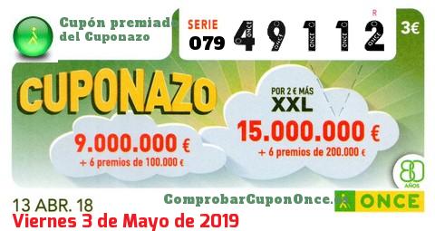 Cupón premiado en este sorteo