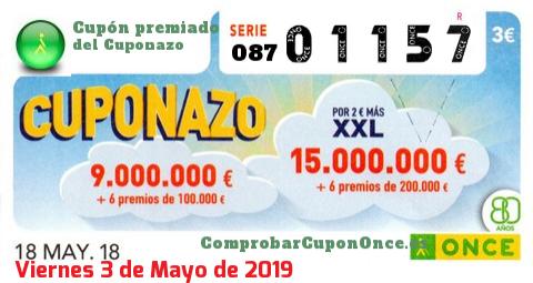 Cupón premiado en este sorteo