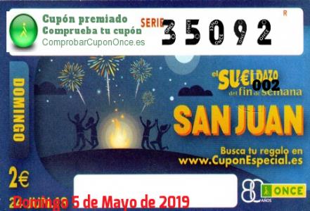 Cupón premiado en este sorteo