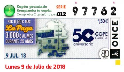 Cupón premiado en este sorteo