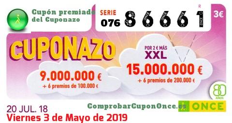 Cupón premiado en este sorteo