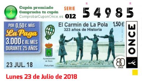 Cupón premiado en este sorteo