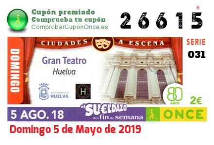 Sueldazo ONCE premiado el Domingo 5/8/2018