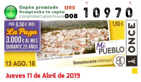 Cupón premiado en este sorteo