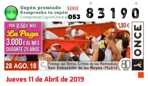 Cupón premiado en este sorteo