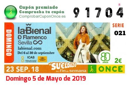 Sueldazo ONCE premiado el Domingo 23/9/2018