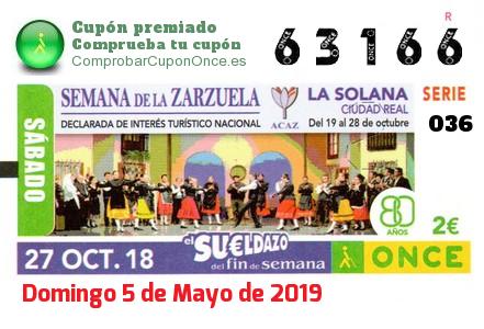 Sueldazo ONCE premiado el Sabado 27/10/2018