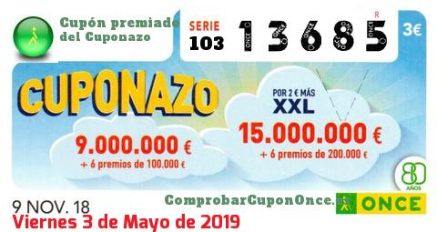 Cupón premiado en este sorteo