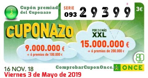 Cupón premiado en este sorteo