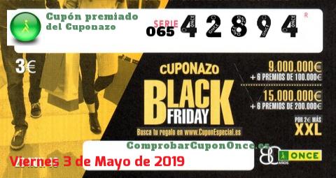 Cuponazo ONCE premiado el Viernes 23/11/2018