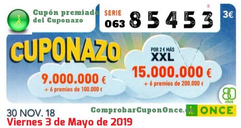 Cupón premiado en este sorteo