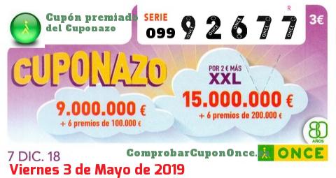 Cupón premiado en este sorteo