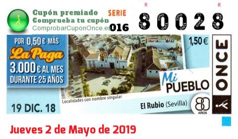 Cupón premiado en este sorteo