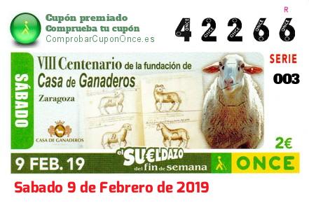 Sueldazo ONCE premiado el Sabado 9/2/2019