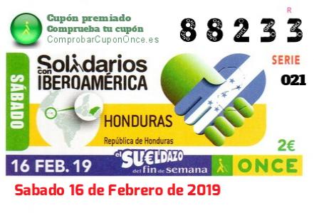 Sueldazo ONCE premiado el Sabado 16/2/2019