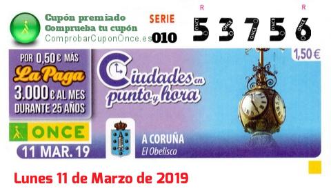 Cupón premiado en este sorteo