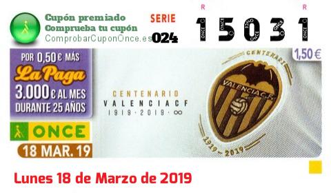 Cupón premiado en este sorteo