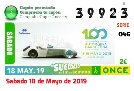 Sueldazo ONCE premiado el Sabado 18/5/2019