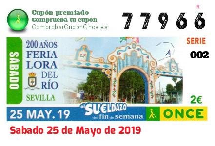 Sueldazo ONCE premiado el Sabado 25/5/2019