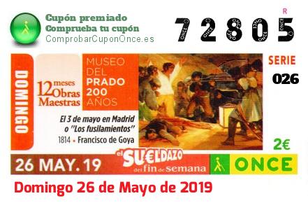Sueldazo ONCE premiado el Domingo 26/5/2019