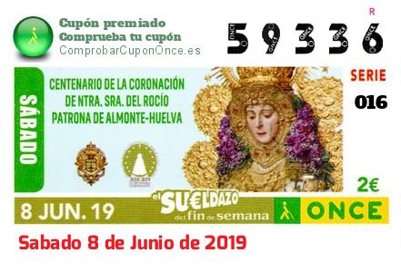 Sueldazo ONCE premiado el Sabado 8/6/2019