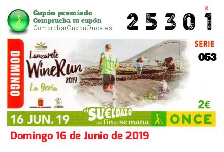 Sueldazo ONCE premiado el Domingo 16/6/2019