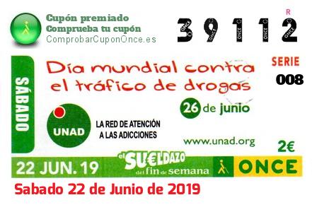 Sueldazo ONCE premiado el Sabado 22/6/2019